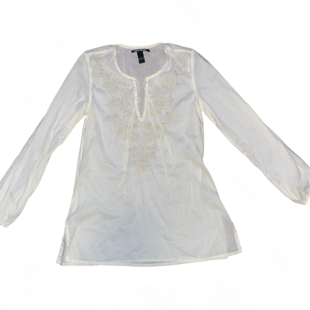 Lucky Brand Embroided Long Sleeve tunic size Small